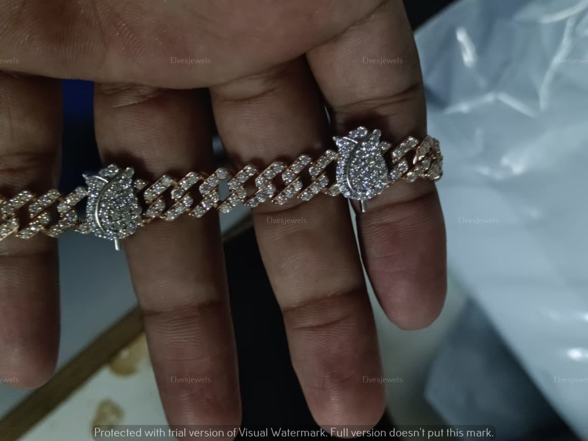 Rare Certified Moissanite Men's Miami Ice Out Cuban Link Bracelet In Sterling Silver 925