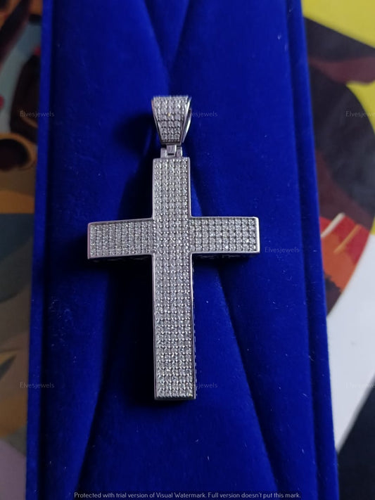 Buy Lab Created Moissanite Cross Pendant Necklace In Sterling Silver 925 White Gold Plated