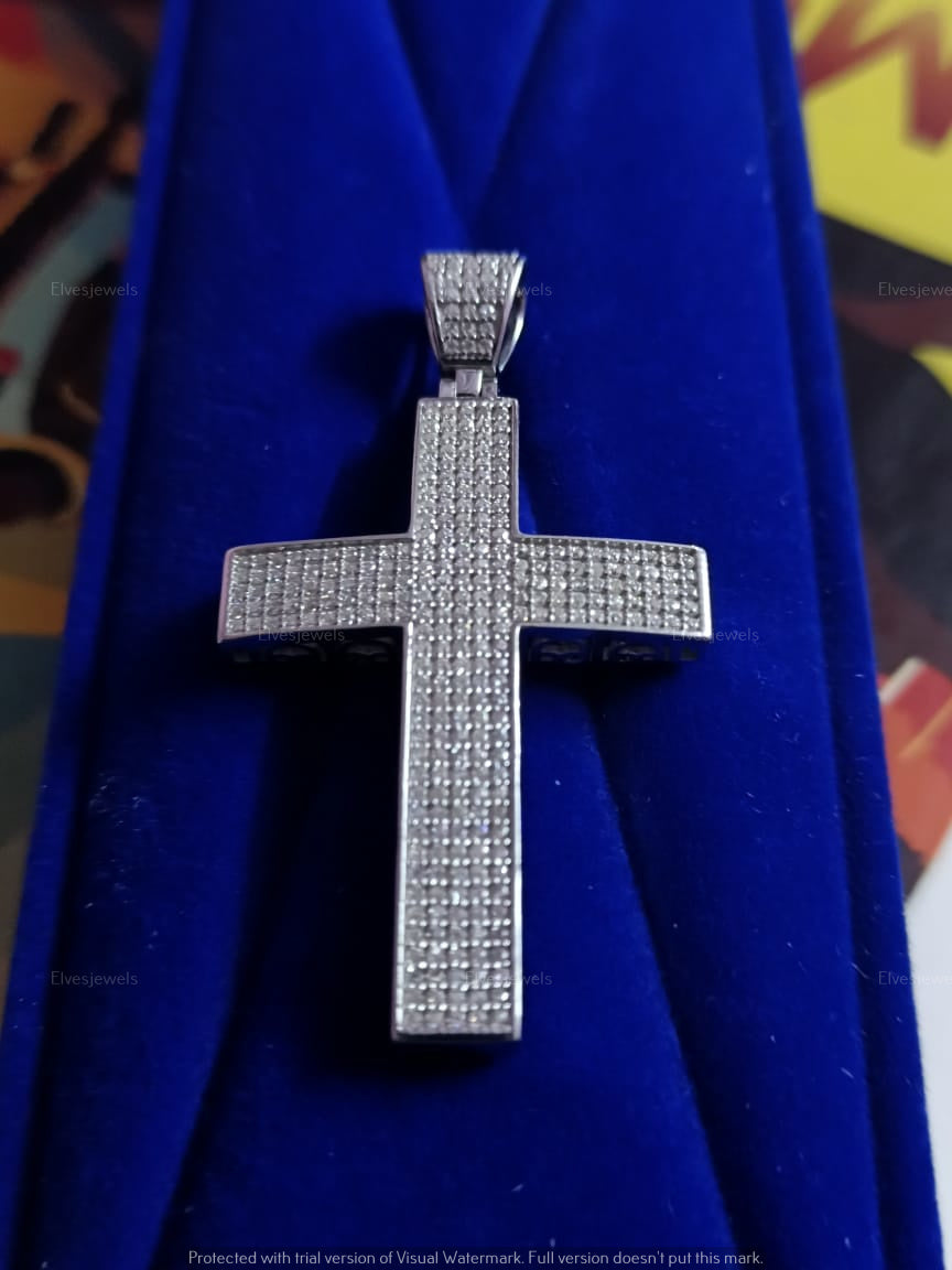 Buy Lab Created Moissanite Cross Pendant Necklace In Sterling Silver 925 White Gold Plated